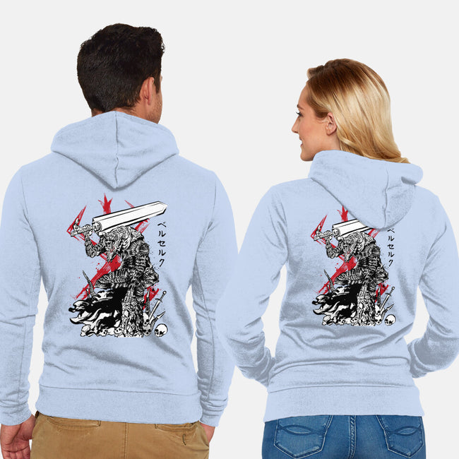 Lone Swordsman Sumi-e-unisex zip-up sweatshirt-DrMonekers