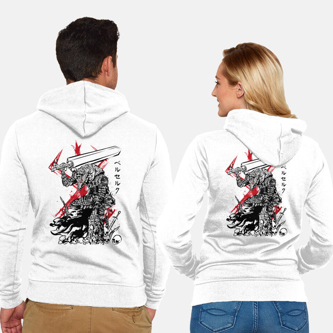 Lone Swordsman Sumi-e-unisex zip-up sweatshirt-DrMonekers