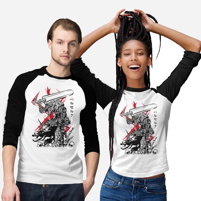 Lone Swordsman Sumi-e-unisex baseball tee-DrMonekers