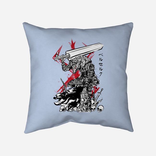 Lone Swordsman Sumi-e-none removable cover w insert throw pillow-DrMonekers