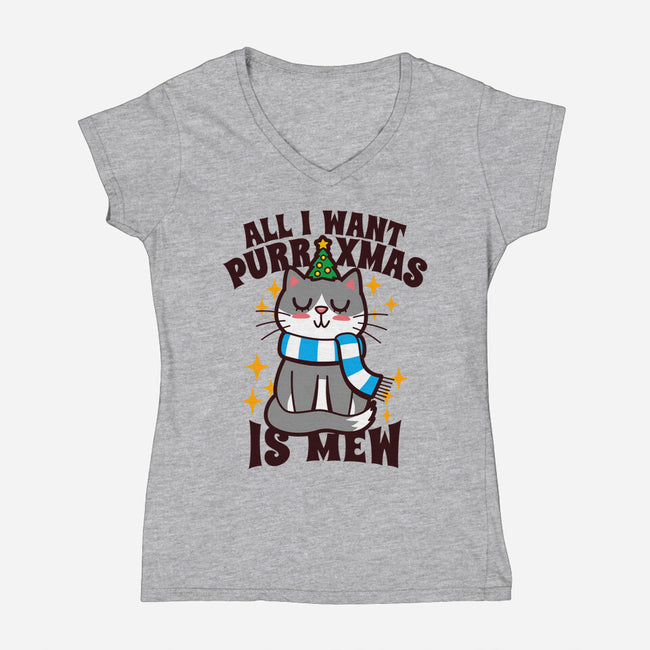 All I Want Purr Xmas-womens v-neck tee-Boggs Nicolas