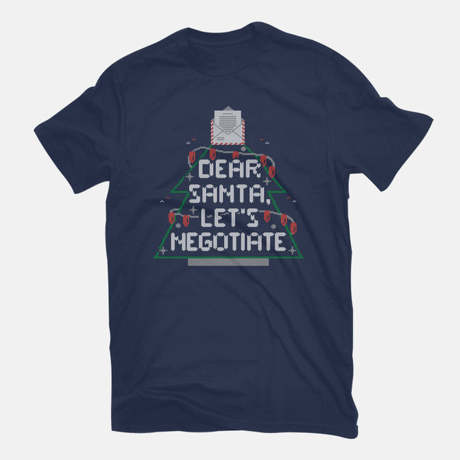 Dear Santa Let's Negotiate-mens basic tee-eduely