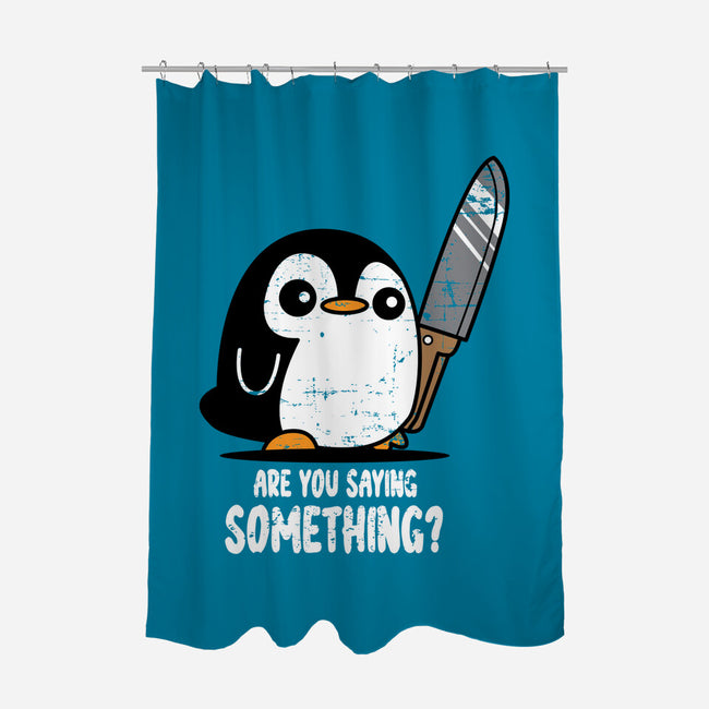 Are You Saying Something-none polyester shower curtain-turborat14