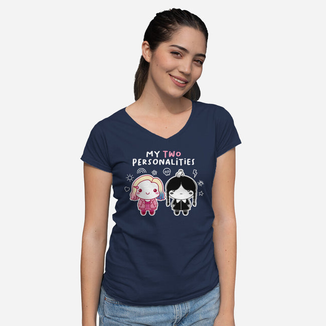 Two Personalities-womens v-neck tee-paulagarcia