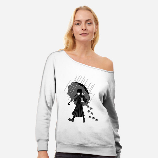 Spooky Girl-womens off shoulder sweatshirt-paulagarcia