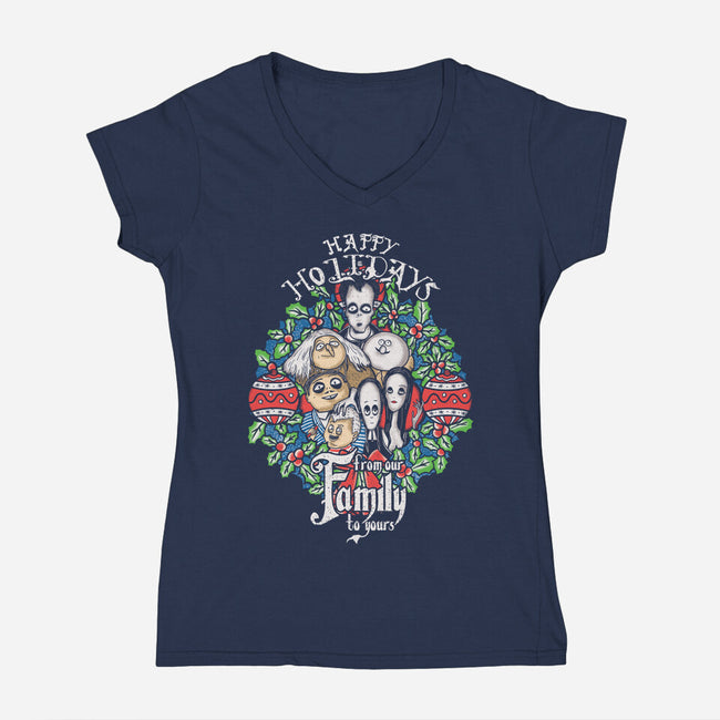 Greetings From The Addams-womens v-neck tee-turborat14