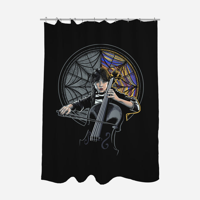 Wednesday And The Cello-none polyester shower curtain-Bezao Abad