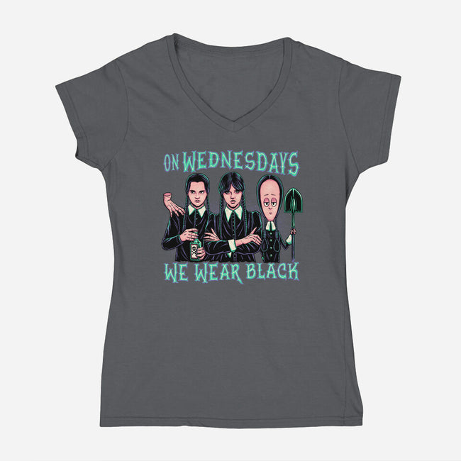 Wednesday Club-womens v-neck tee-momma_gorilla