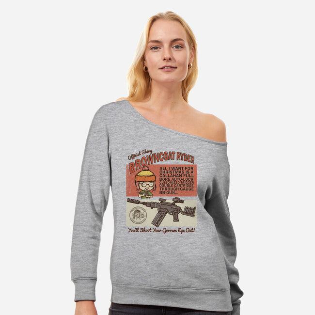 Browncoat Ryder BB-Gun-womens off shoulder sweatshirt-kg07
