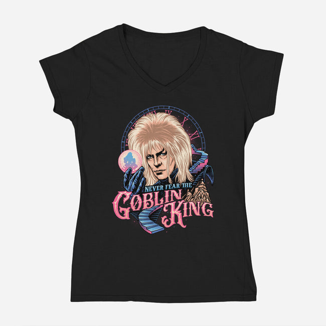 Never Fear The Goblin King-womens v-neck tee-momma_gorilla