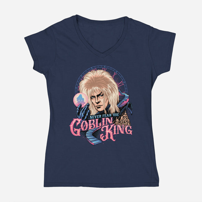 Never Fear The Goblin King-womens v-neck tee-momma_gorilla