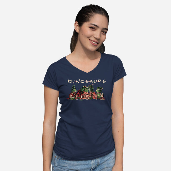 D-I-N-O-S-A-U-R-S-womens v-neck tee-goodidearyan
