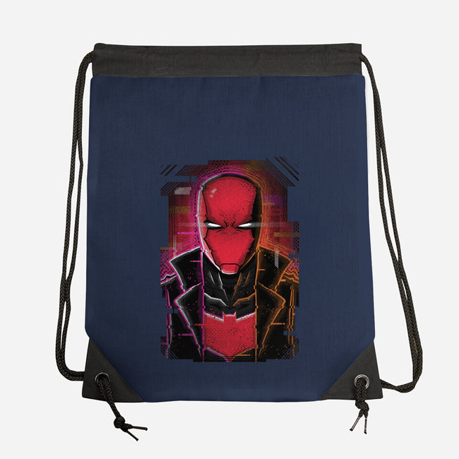 Red Hood Glitch-none drawstring bag-danielmorris1993