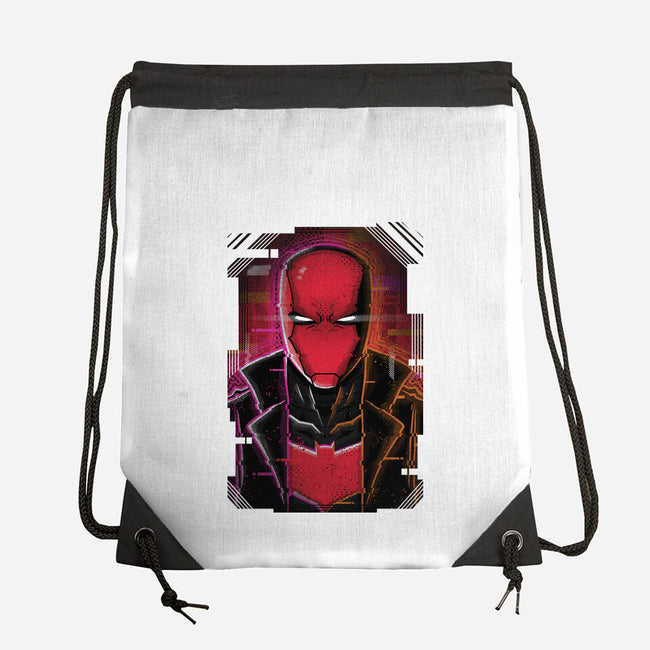 Red Hood Glitch-none drawstring bag-danielmorris1993