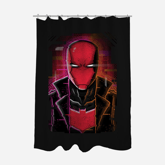 Red Hood Glitch-none polyester shower curtain-danielmorris1993