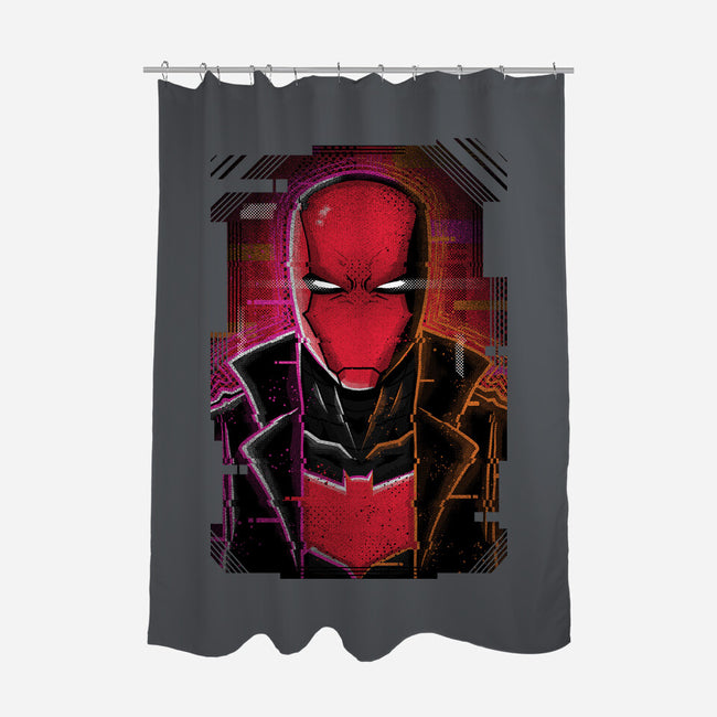 Red Hood Glitch-none polyester shower curtain-danielmorris1993