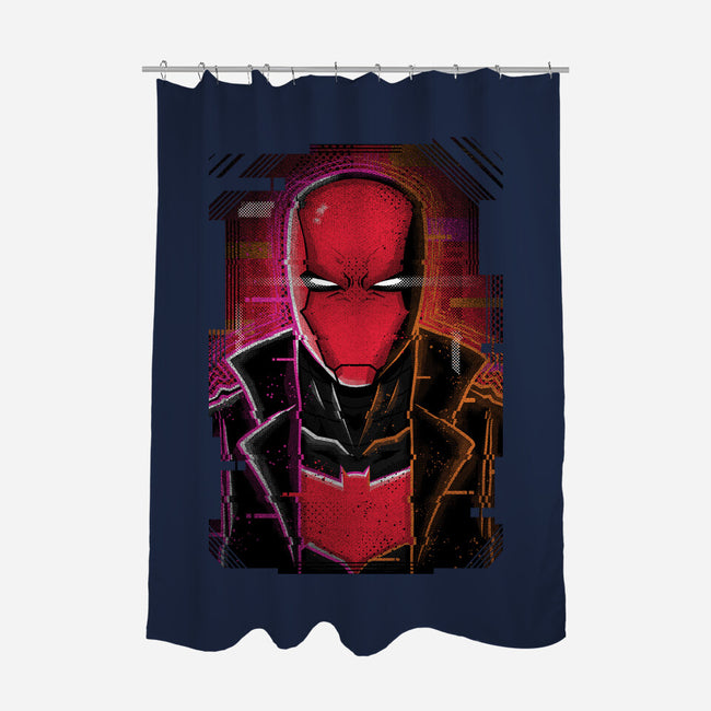 Red Hood Glitch-none polyester shower curtain-danielmorris1993