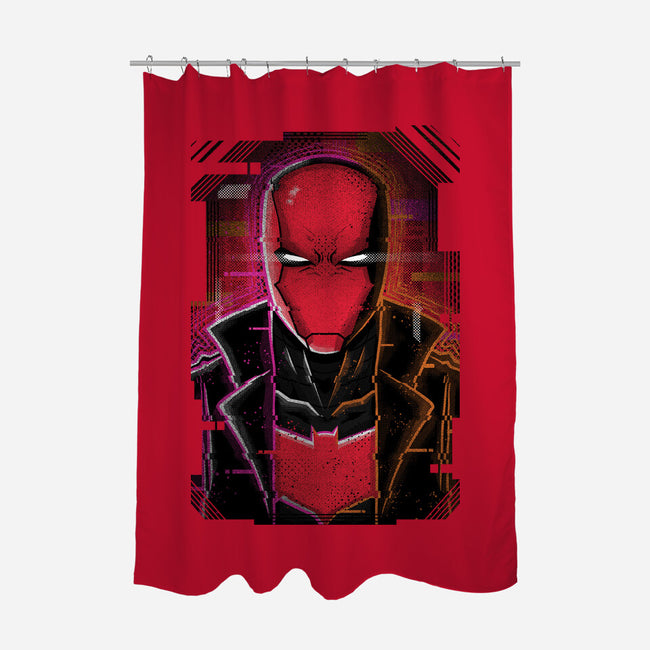 Red Hood Glitch-none polyester shower curtain-danielmorris1993