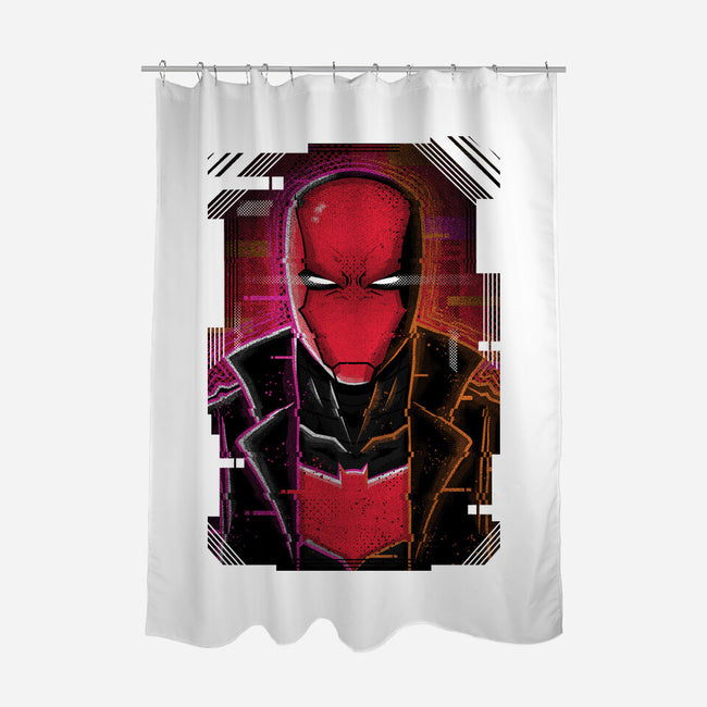 Red Hood Glitch-none polyester shower curtain-danielmorris1993