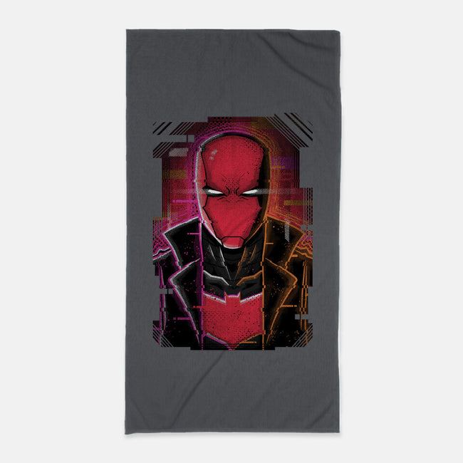 Red Hood Glitch-none beach towel-danielmorris1993