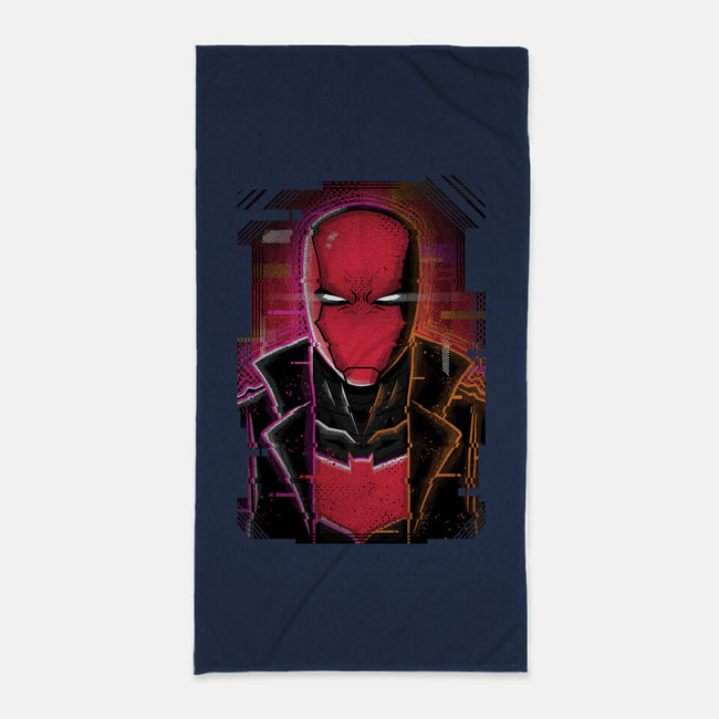 Red Hood Glitch-none beach towel-danielmorris1993