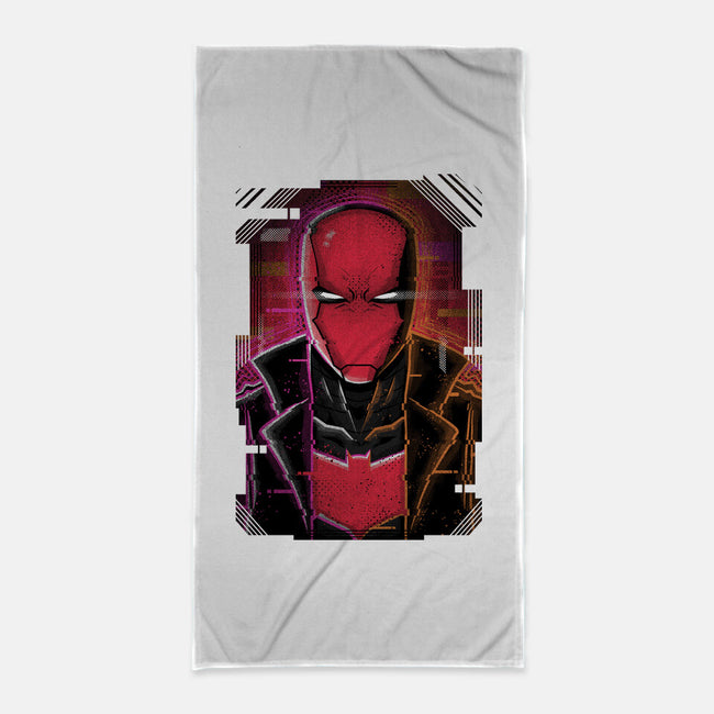 Red Hood Glitch-none beach towel-danielmorris1993