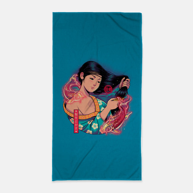 Geisha Beauty-none beach towel-Bruno Mota