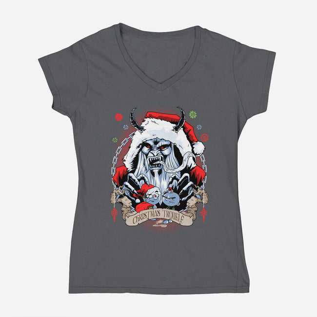 Christmas Trouble-womens v-neck tee-Diego Oliver