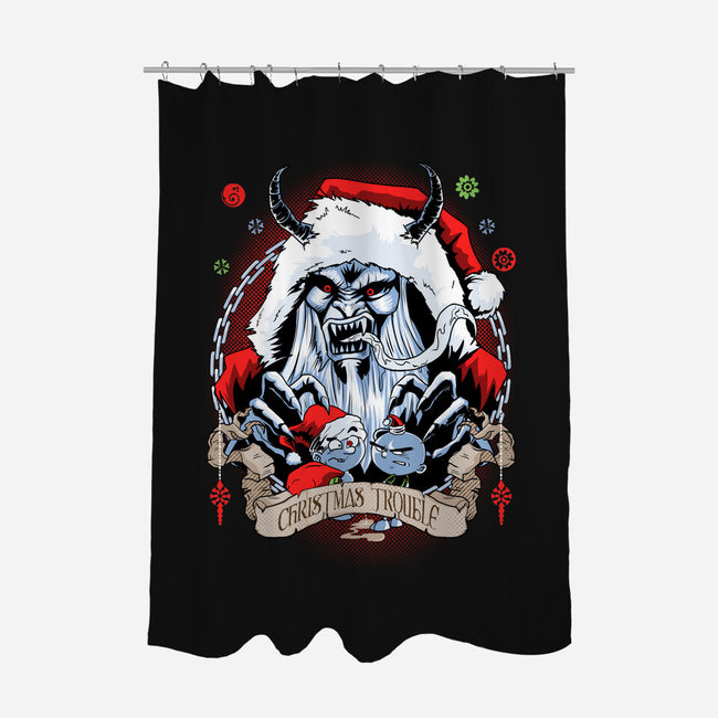 Christmas Trouble-none polyester shower curtain-Diego Oliver
