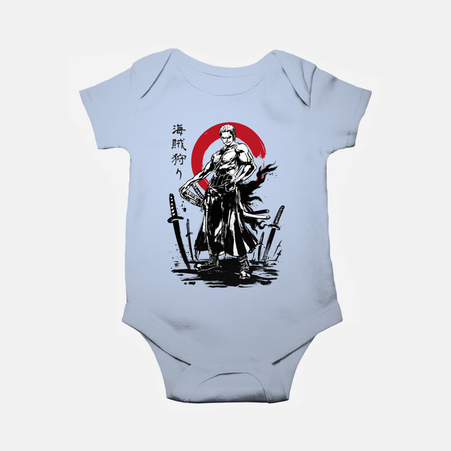 Pirate Hunter Swordsman Sumi-e-baby basic onesie-DrMonekers
