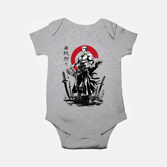 Pirate Hunter Swordsman Sumi-e-baby basic onesie-DrMonekers