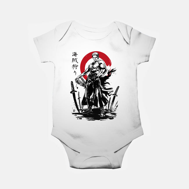 Pirate Hunter Swordsman Sumi-e-baby basic onesie-DrMonekers