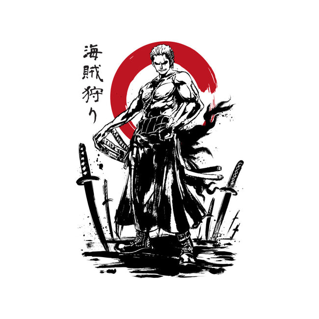 Pirate Hunter Swordsman Sumi-e-womens fitted tee-DrMonekers