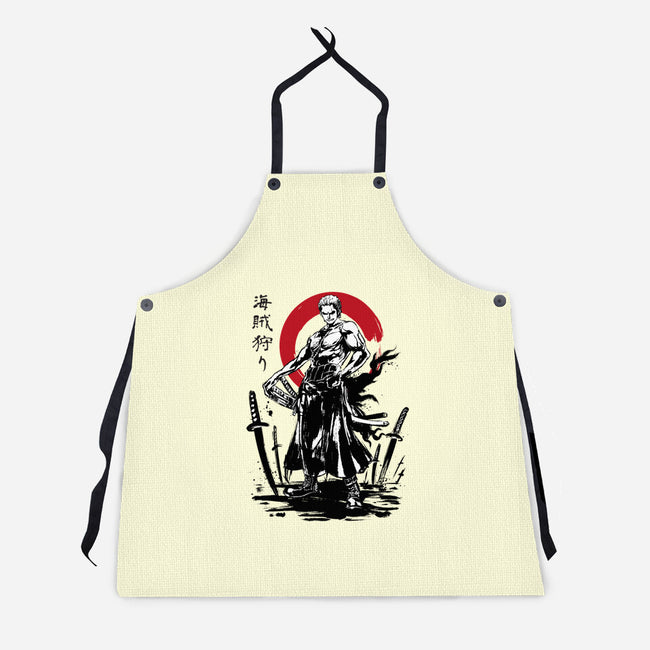 Pirate Hunter Swordsman Sumi-e-unisex kitchen apron-DrMonekers