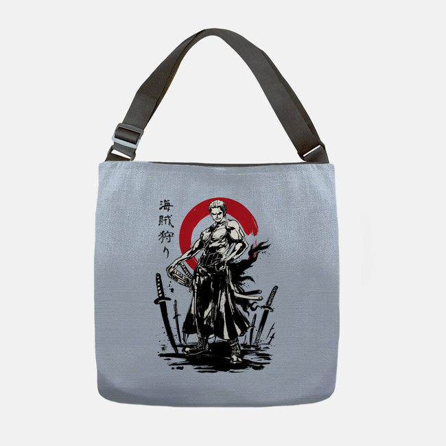 Pirate Hunter Swordsman Sumi-e-none adjustable tote bag-DrMonekers