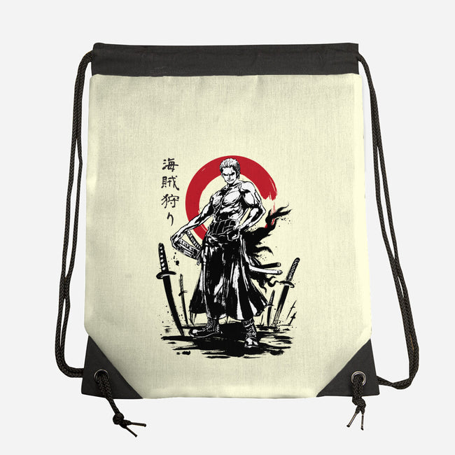 Pirate Hunter Swordsman Sumi-e-none drawstring bag-DrMonekers