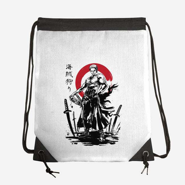 Pirate Hunter Swordsman Sumi-e-none drawstring bag-DrMonekers