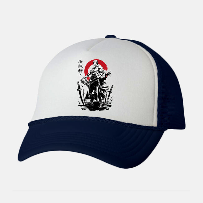 Pirate Hunter Swordsman Sumi-e-unisex trucker hat-DrMonekers
