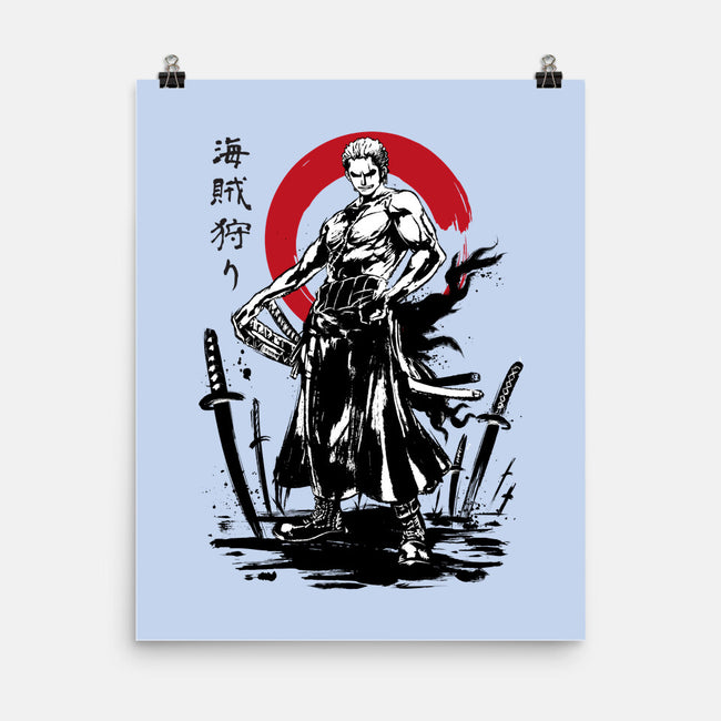 Pirate Hunter Swordsman Sumi-e-none matte poster-DrMonekers