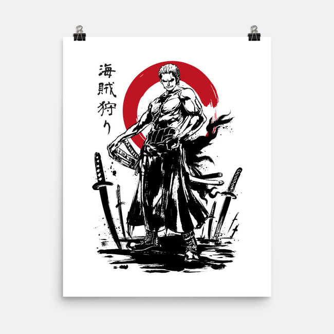 Pirate Hunter Swordsman Sumi-e-none matte poster-DrMonekers