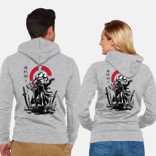 Pirate Hunter Swordsman Sumi-e-unisex zip-up sweatshirt-DrMonekers