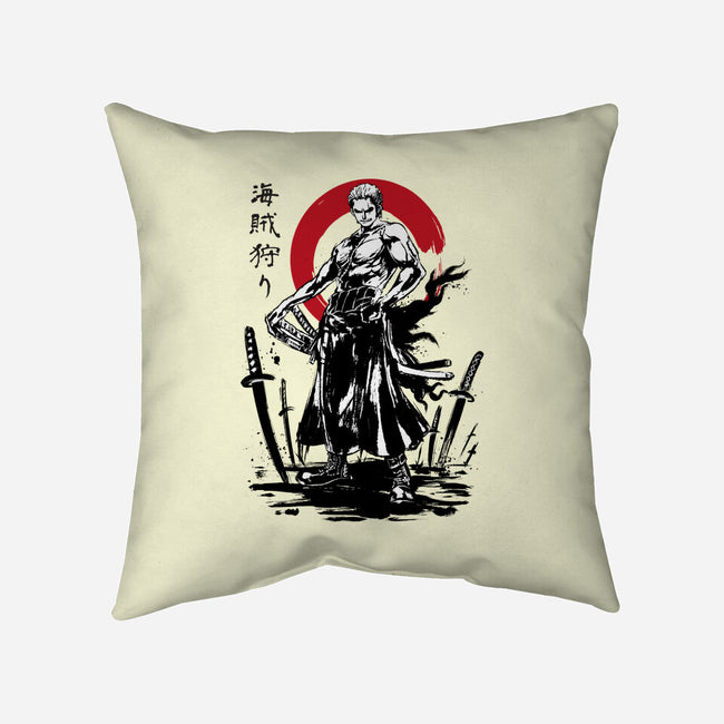 Pirate Hunter Swordsman Sumi-e-none removable cover w insert throw pillow-DrMonekers