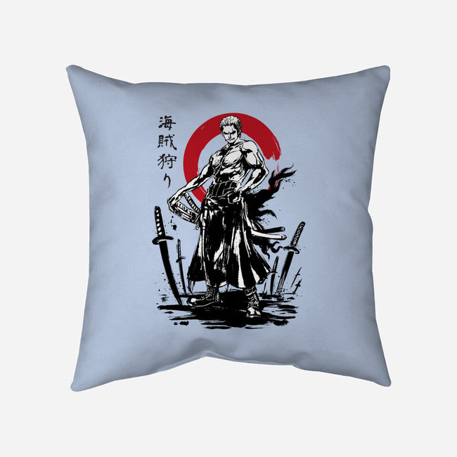 Pirate Hunter Swordsman Sumi-e-none removable cover throw pillow-DrMonekers