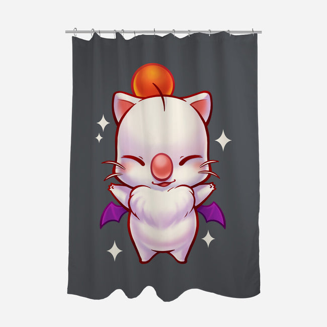 Cute Moogle Hug-none polyester shower curtain-BlancaVidal