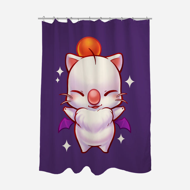 Cute Moogle Hug-none polyester shower curtain-BlancaVidal