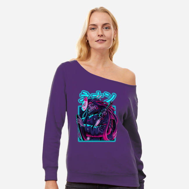 Neon Slayer-womens off shoulder sweatshirt-Bruno Mota