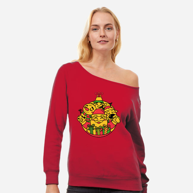 Xmas Doodle Ornament-womens off shoulder sweatshirt-krisren28