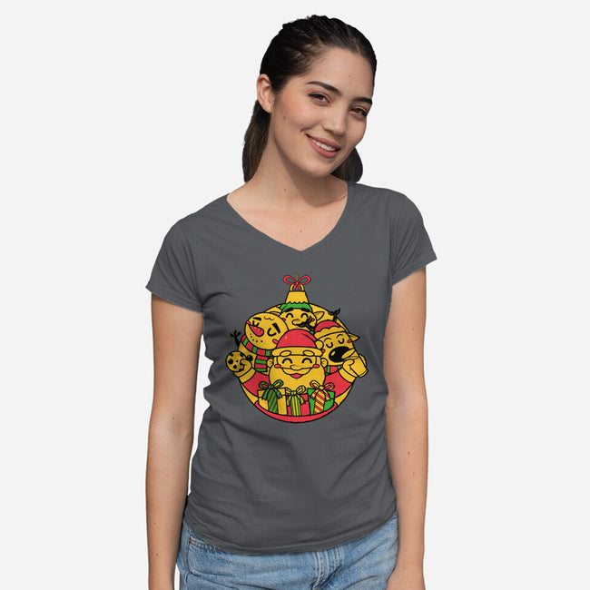 Xmas Doodle Ornament-womens v-neck tee-krisren28