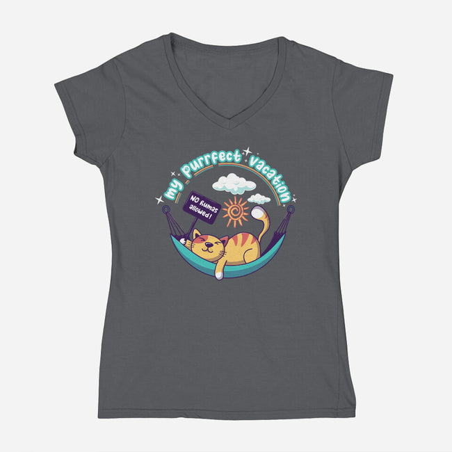 Purrfect Vacation-womens v-neck tee-erion_designs