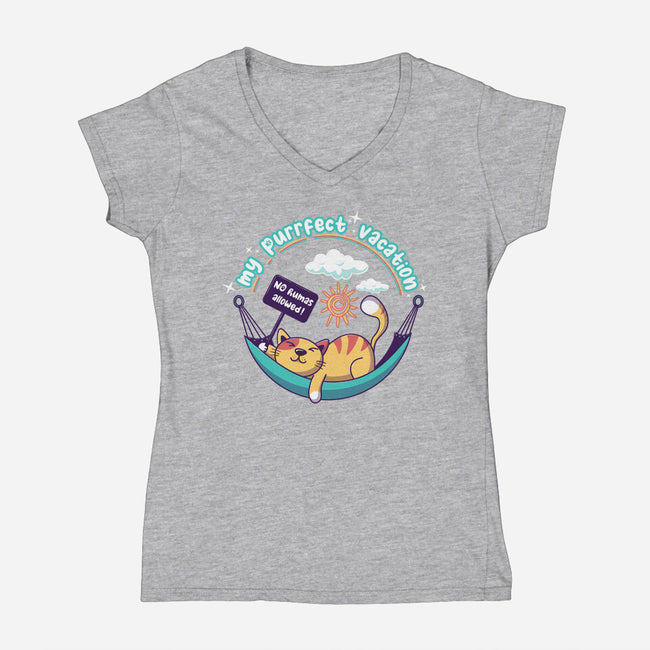 Purrfect Vacation-womens v-neck tee-erion_designs